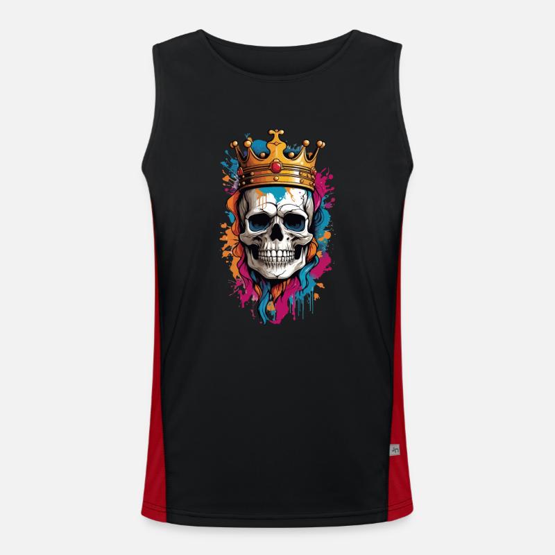 Totenkopf mit Krone Graffiti Funktionelles Kontrast-Tank Top für Männer 