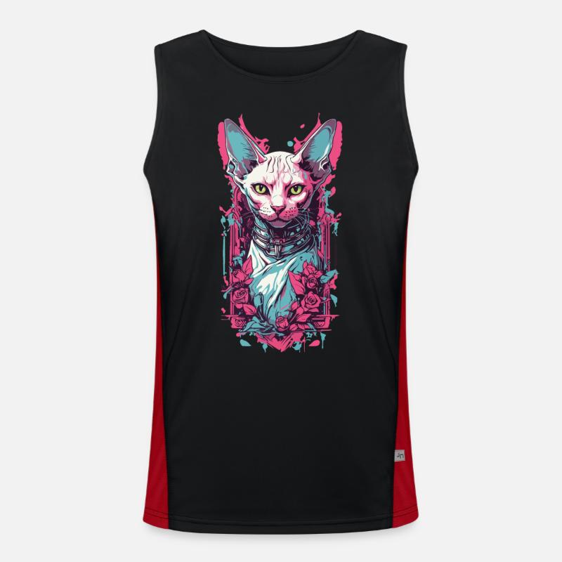 Düstere Gothic Sphynx Katze Pastel Goth Design Funktionelles Kontrast-Tank Top für Männer 