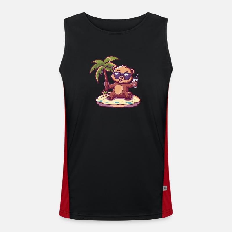 Bär Sommer Strand Comic Funktionelles Kontrast-Tank Top für Männer 