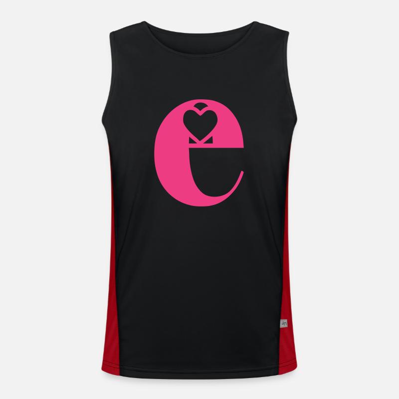 Buchstabe e Anfangsbuchstabe mit Herz Funktionelles Kontrast-Tank Top für Männer 