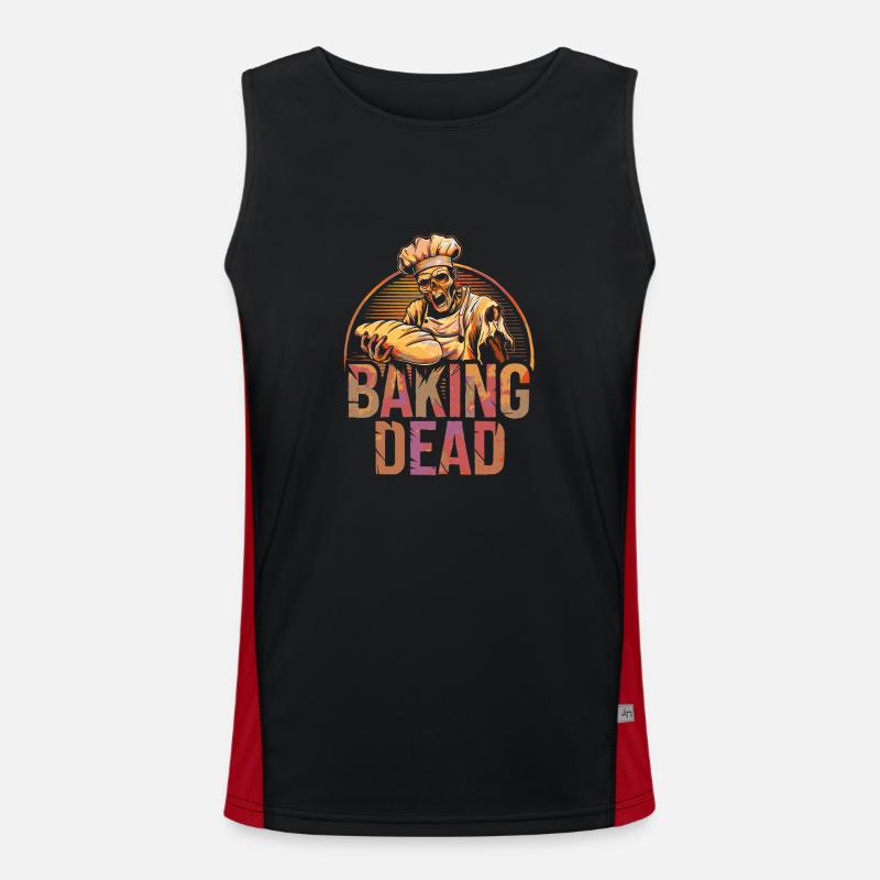 Baking Dead Zombie Bäcker gruseliger Bäcker Funktionelles Kontrast-Tank Top für Männer 