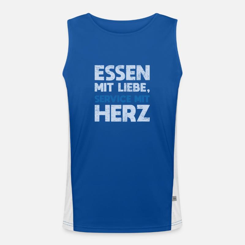 Essen Mit Liebe, Service Mit Herz Funktionelles Kontrast-Tank Top für Männer 