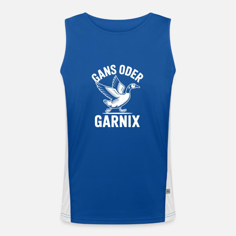 Gans oder garnix Gans und lustiger Spruch Funktionelles Kontrast-Tank Top für Männer 