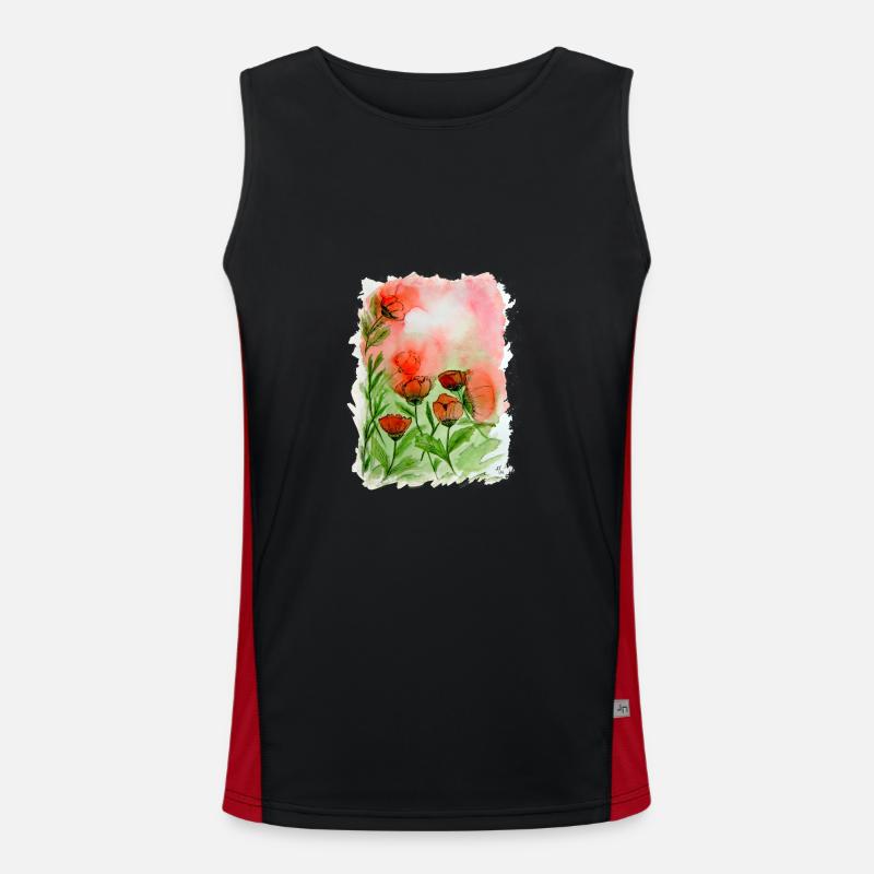 Mohnblumen Aquarell Funktionelles Kontrast-Tank Top für Männer 