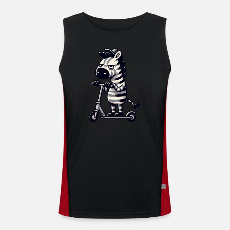 Zebra Kickroller Whimsical Funny Comic - Men's Functional Contrast Tank Top - black/red