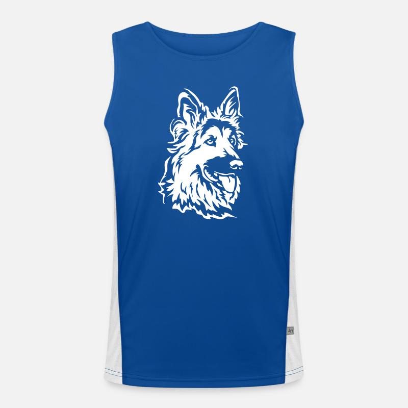 German Shepherd Head "Black Edition" Men's Functional Contrast Tank Top 