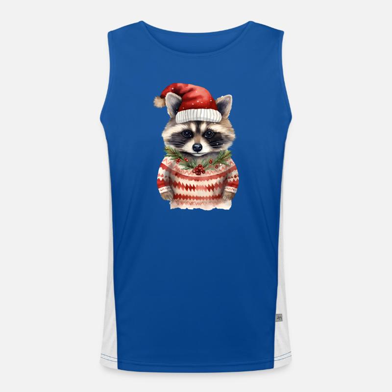 Waschbär Weihnachtspullover Funktionelles Kontrast-Tank Top für Männer 