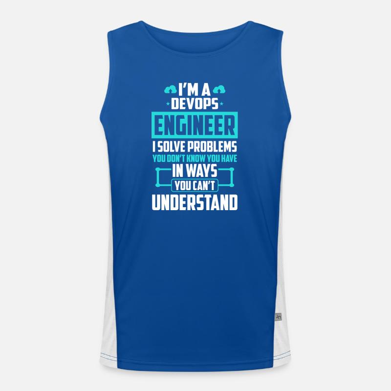 DevOps Engineer I Solve Problems You Cant Men's Functional Contrast Tank Top 
