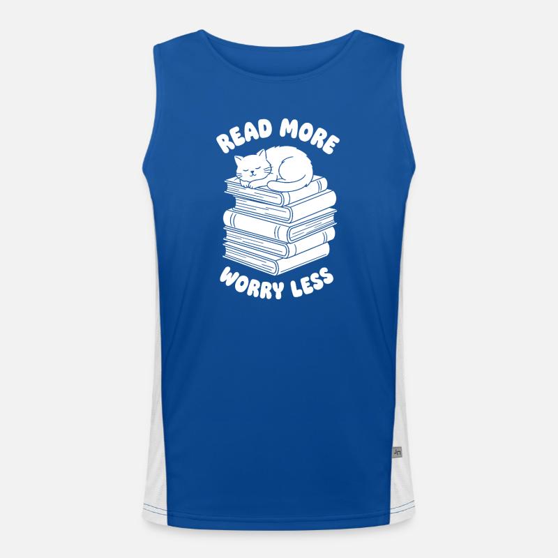 Read more, worry less – cat stacks Men's Functional Contrast Tank Top 