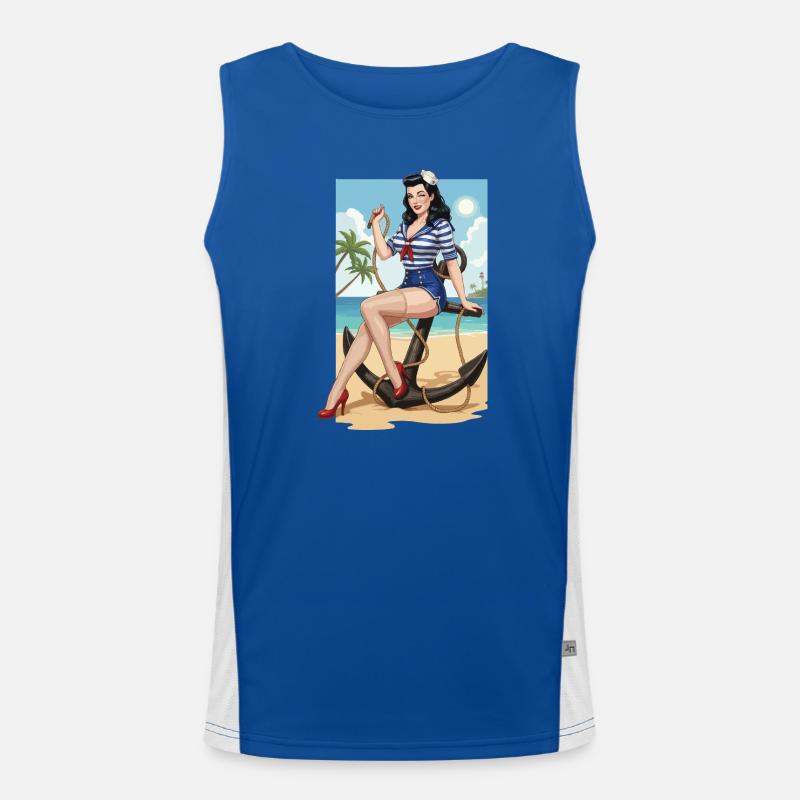 Pin-up de marin de plage Débardeur respirant contrasté Homme 