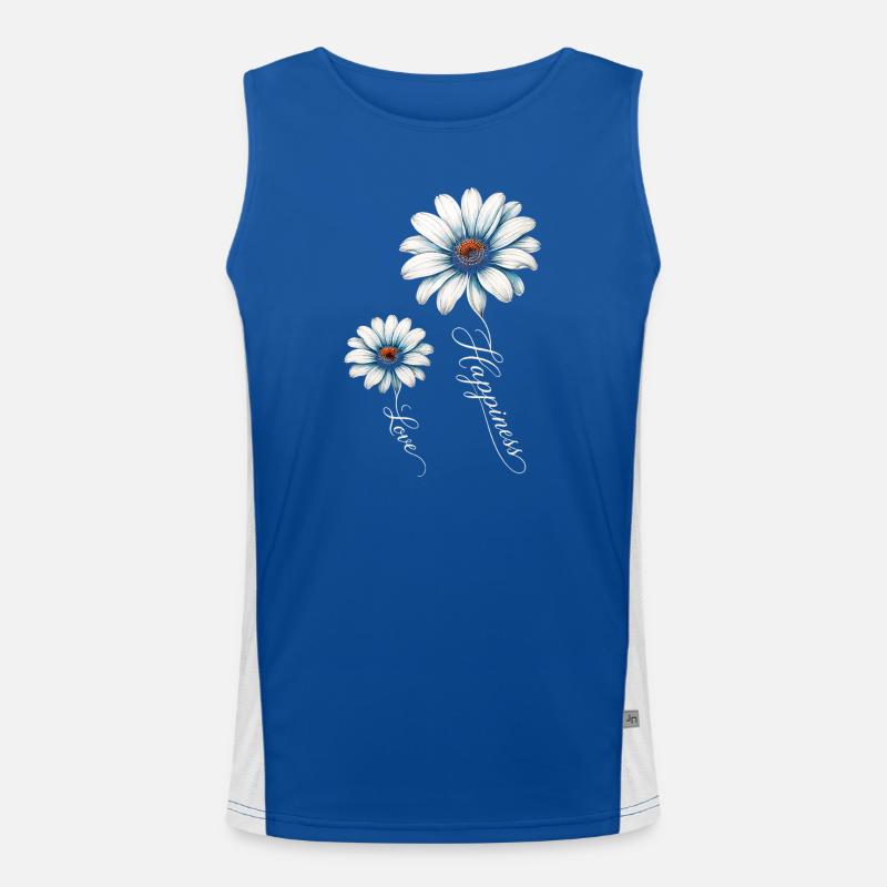 Blaue Gänseblümchen, Glück und Liebe Funktionelles Kontrast-Tank Top für Männer 