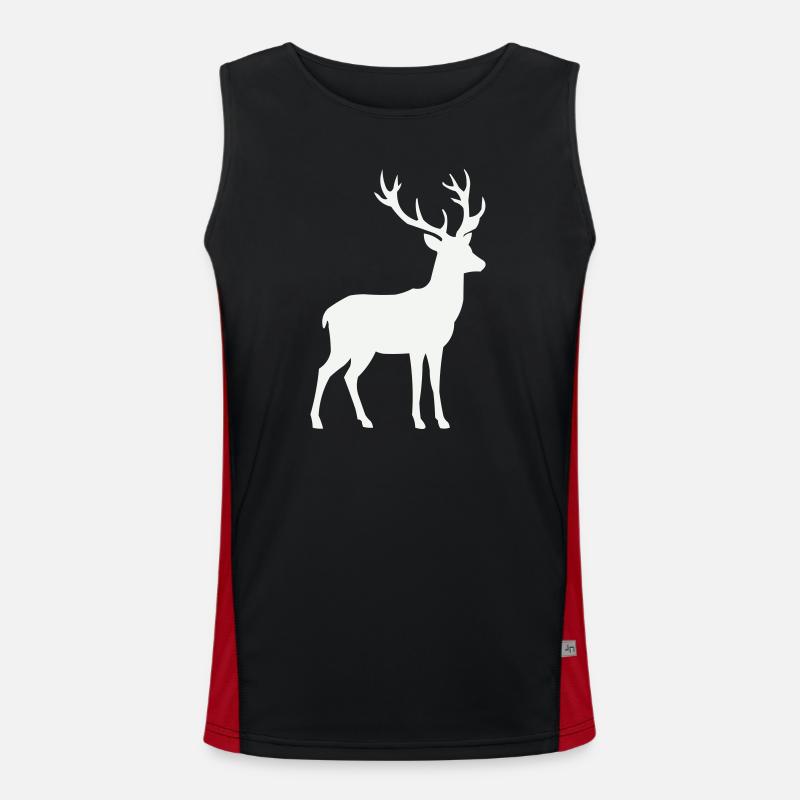 Deer Silhouette - Men's Functional Contrast Tank Top  - black/red