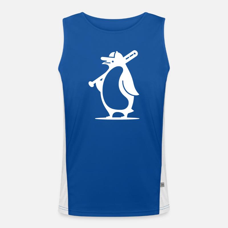 Penguin Baseball Player Silhouette Men's Functional Contrast Tank Top 