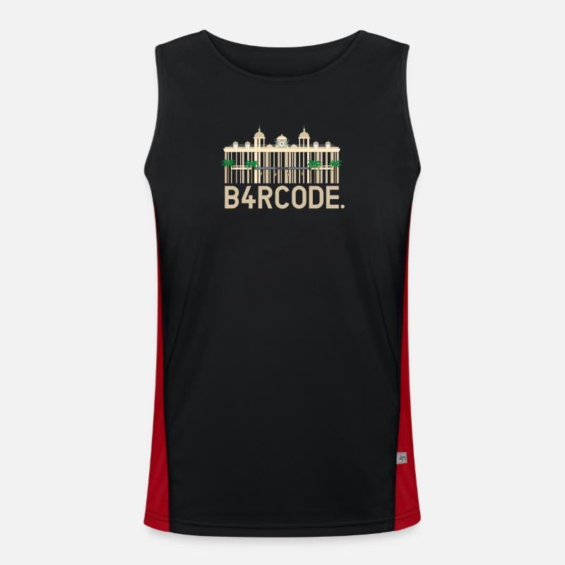 B4RCODE. Monaco - Men's Functional Contrast Tank Top  - black/red