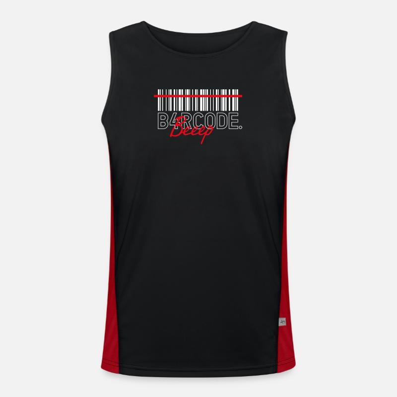 B4RCODE. Beep - Men's Functional Contrast Tank Top  - black/red