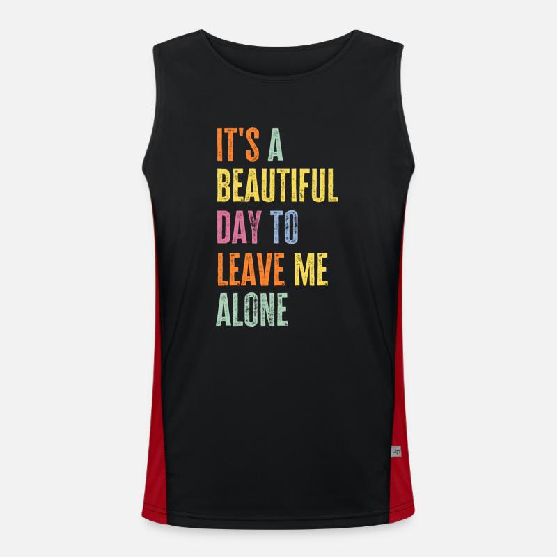 Leave Alone Funny Gift Introvert Irony Men's Functional Contrast Tank Top 