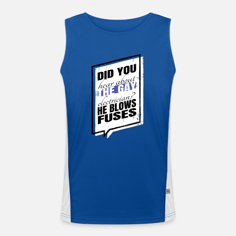 funny quote socket electrical activism Men's Functional Contrast Tank Top 