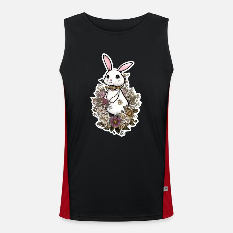 mignon lapin de pâques dans les fleurs Débardeur respirant contrasté Homme 