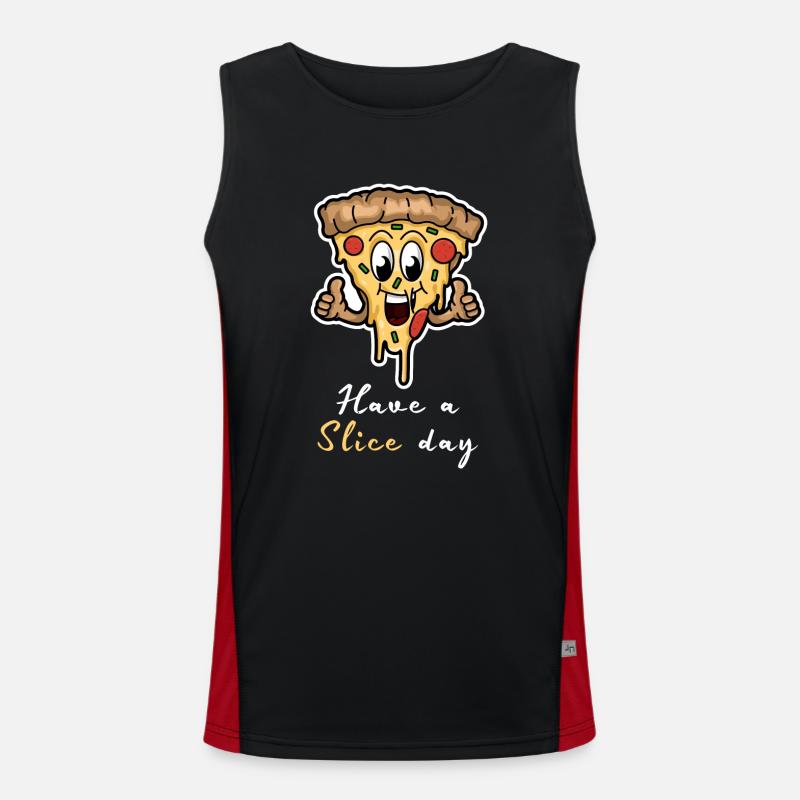 Have A Slice Day - Happy Pizza Slice Men's Functional Contrast Tank Top 