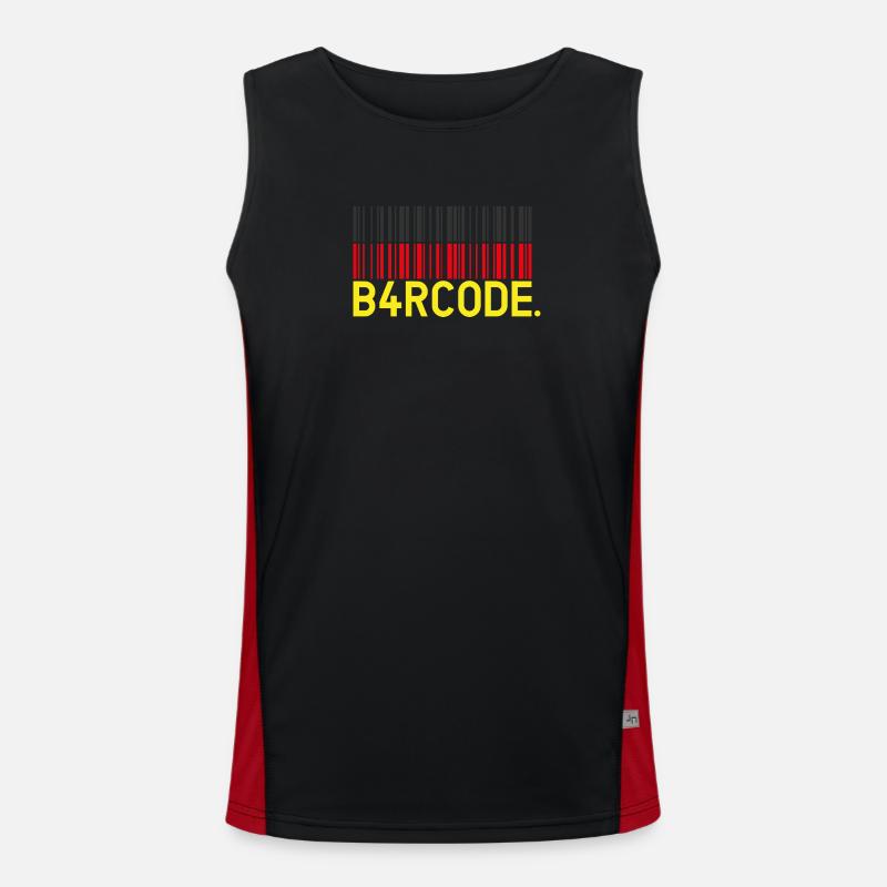 B4RCODE. Germany - Men's Functional Contrast Tank Top  - black/red