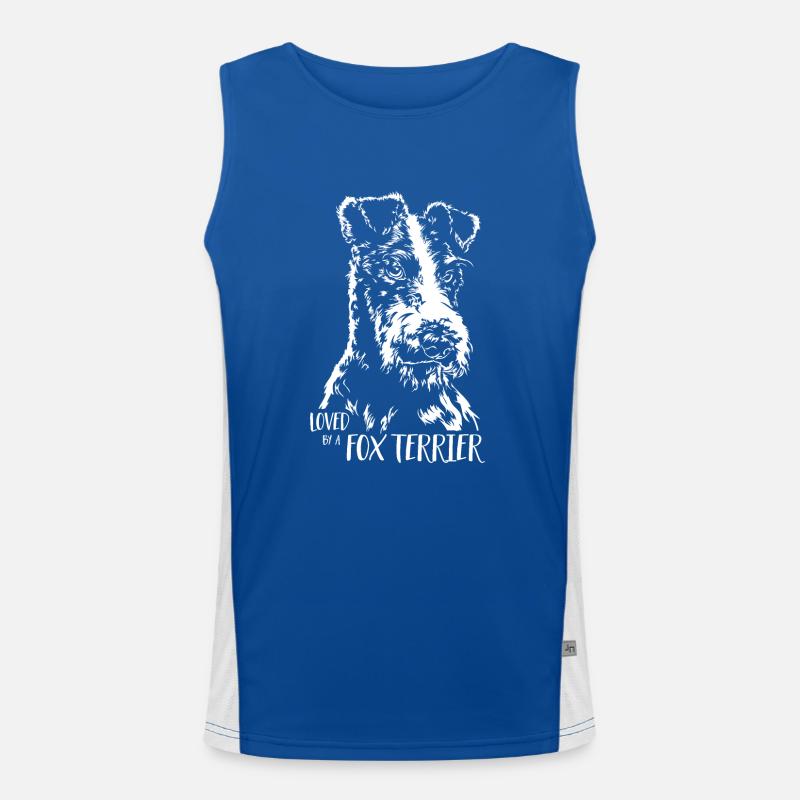 Loved by a Fox Terrier Hundespruch Wilsigns Funktionelles Kontrast-Tank Top für Männer 