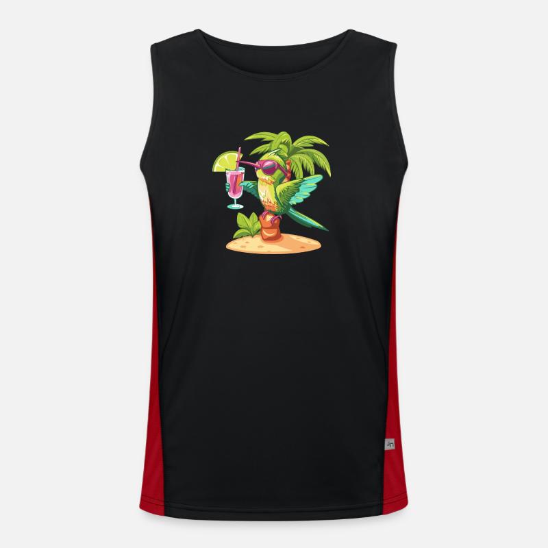 Kolibri Vogel Sommer Strand Comic Funktionelles Kontrast-Tank Top für Männer 