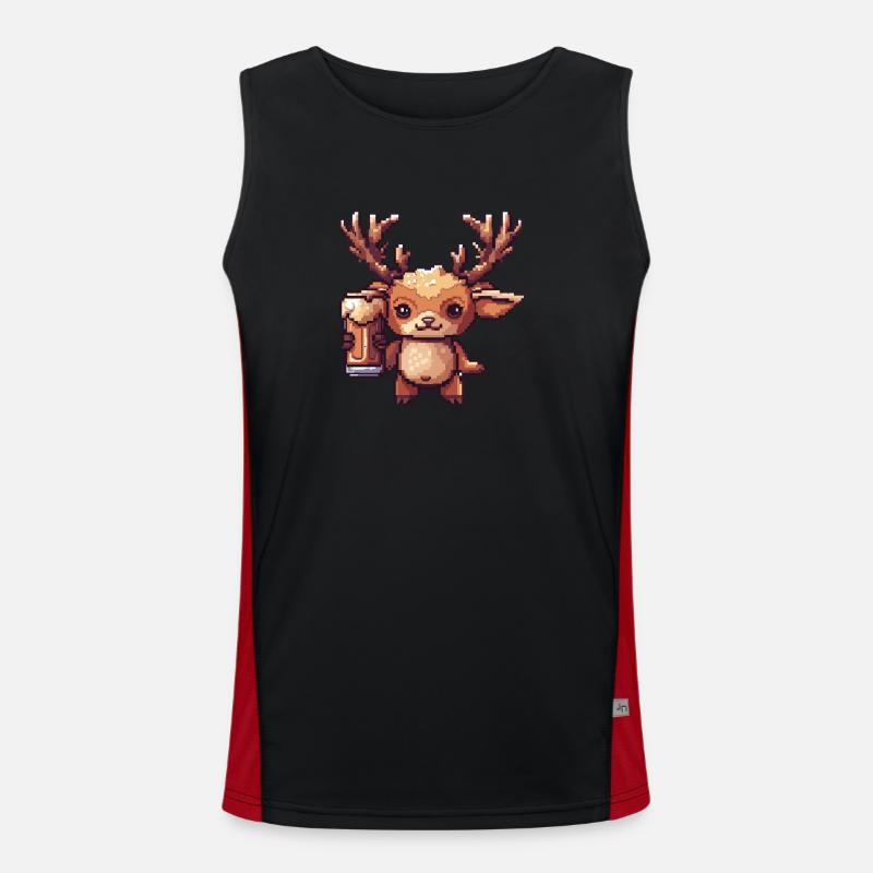 Hirsch Bier Pixel Funktionelles Kontrast-Tank Top für Männer 