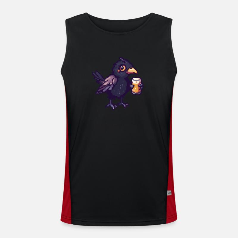 Rabe Krähe Bier Pixel Funktionelles Kontrast-Tank Top für Männer 