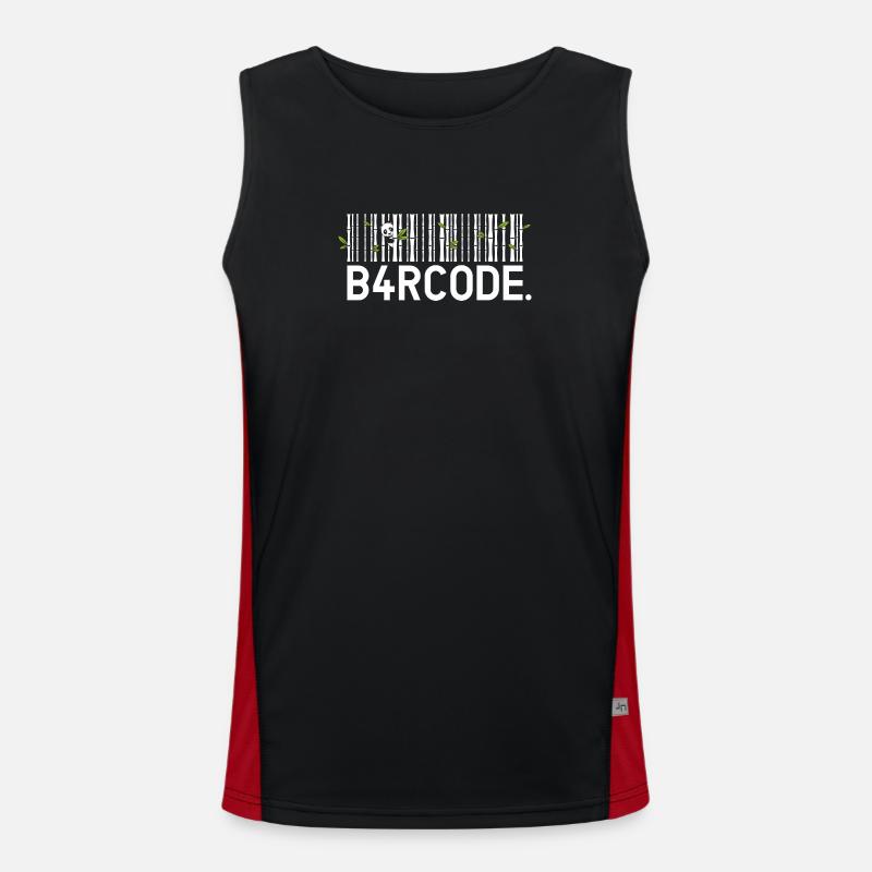 B4RCODE. Bamboo - Men's Functional Contrast Tank Top  - black/red