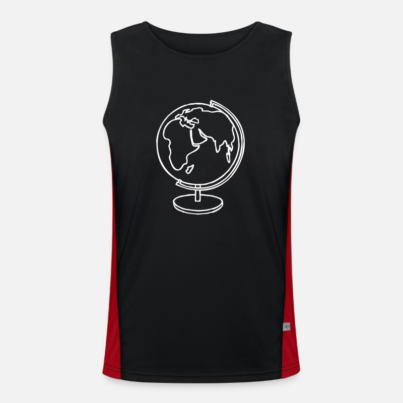 Globe Hand Drawn Men's Functional Contrast Tank Top 