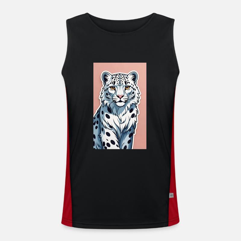 Snow Leopard | Leopard | Predator - Men's Functional Contrast Tank Top  - black/red