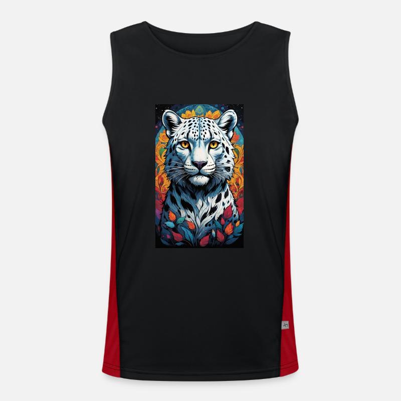 Snow Leopard | Leopard | Predator - Men's Functional Contrast Tank Top  - black/red
