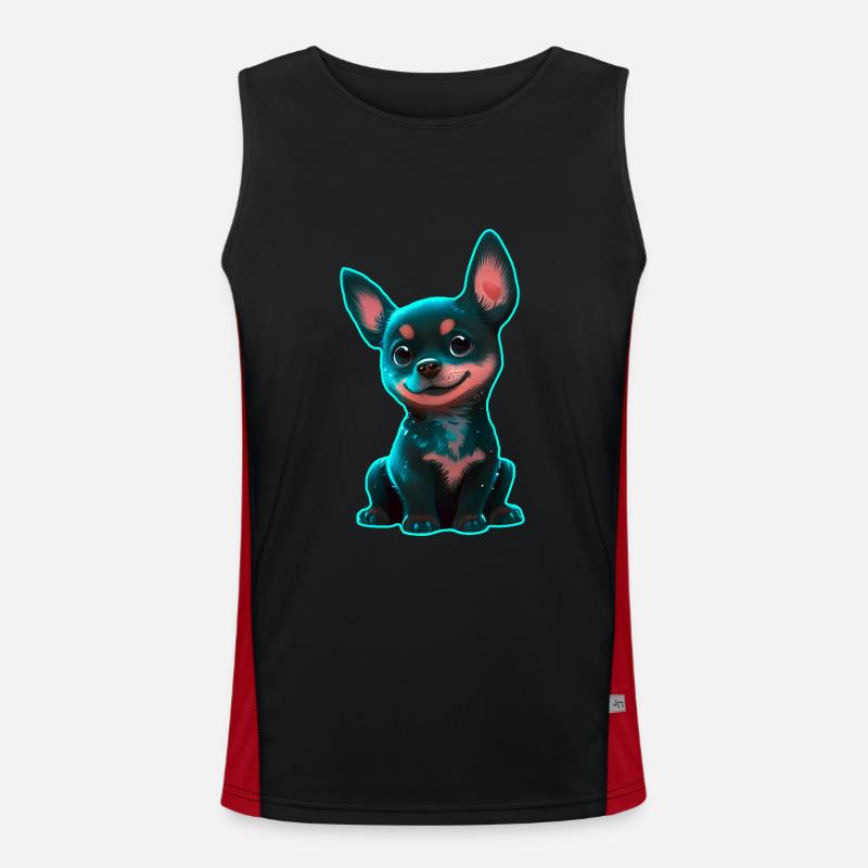 Australian Kelpie Welpe Neon Funktionelles Kontrast-Tank Top für Männer 