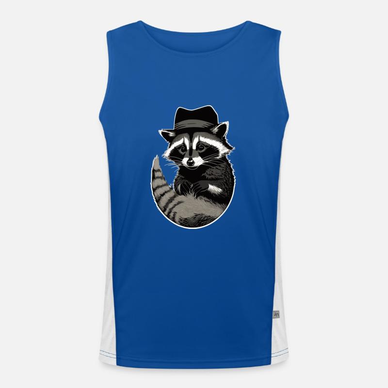 Waschbär mit Hut Funktionelles Kontrast-Tank Top für Männer 