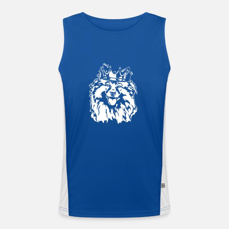 Wolfsspitz Krone Hunde Hund Wilsigns Funktionelles Kontrast-Tank Top für Männer 