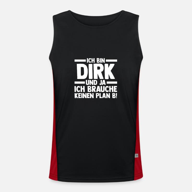 First name Dirk - Men's Functional Contrast Tank Top  - black/red