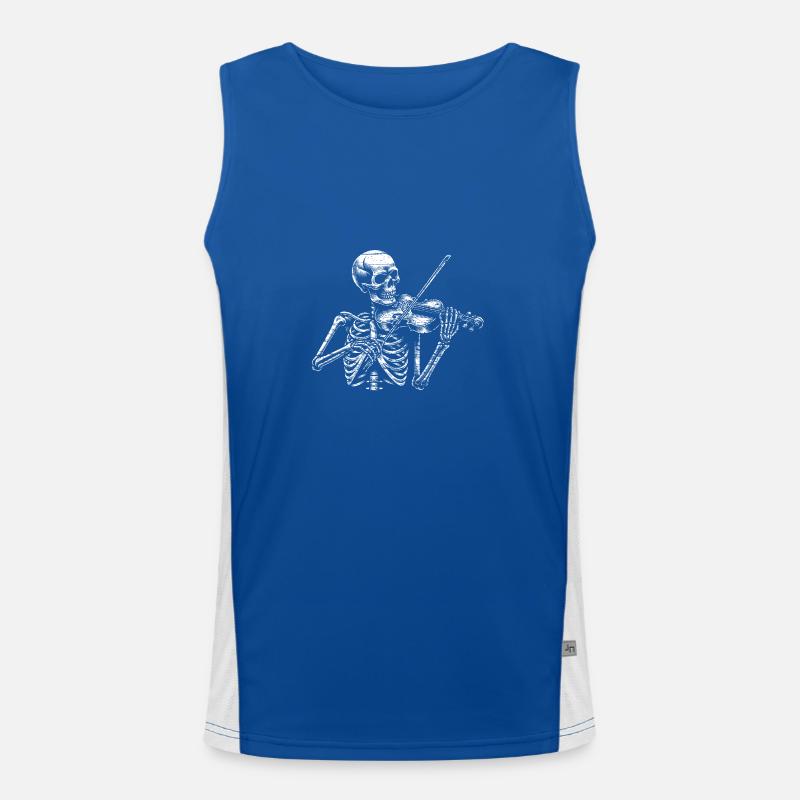 Skull Skeleton with Violin Skeleton Playing Violin Men's Functional Contrast Tank Top 