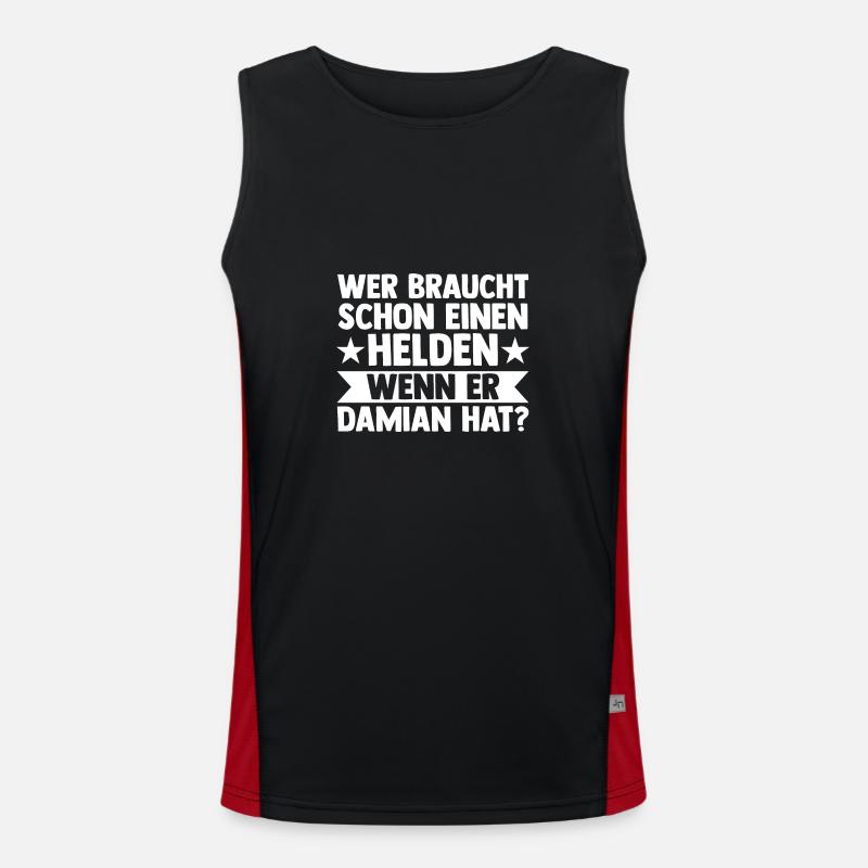 First name Damian - Men's Functional Contrast Tank Top  - black/red
