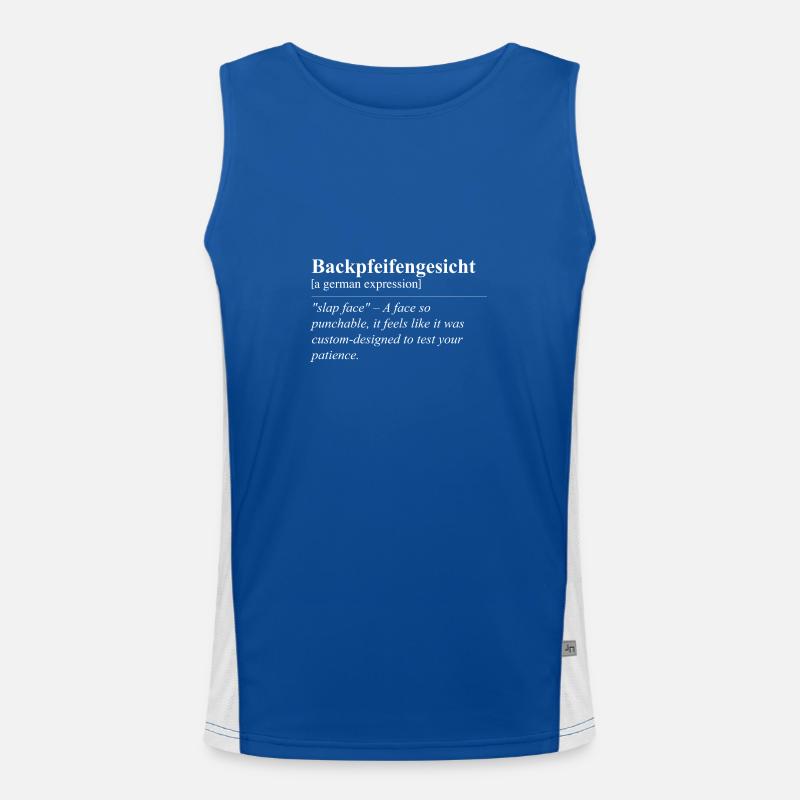 Backpfeifengesicht Lustige Deutsche Redewendung Funktionelles Kontrast-Tank Top für Männer 