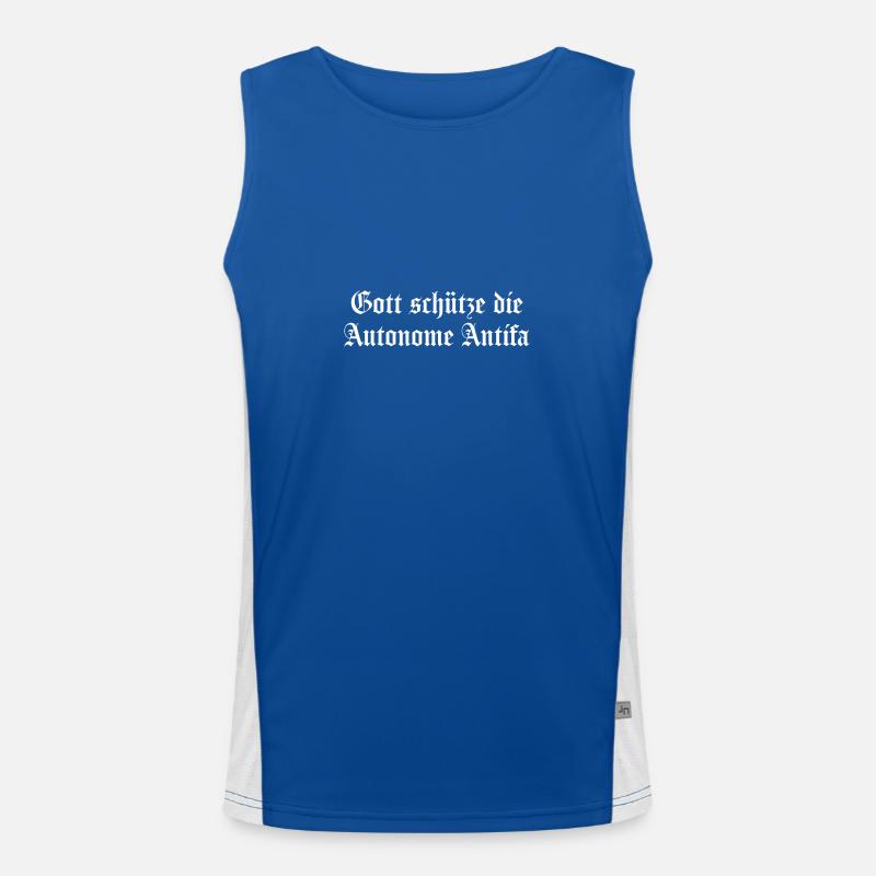 Gott schütze die Autonome Antifa Funktionelles Kontrast-Tank Top für Männer 