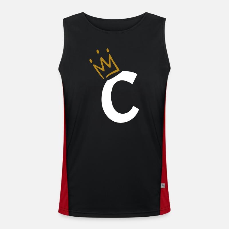Letter C - initial letter C - Men's Functional Contrast Tank Top  - black/red