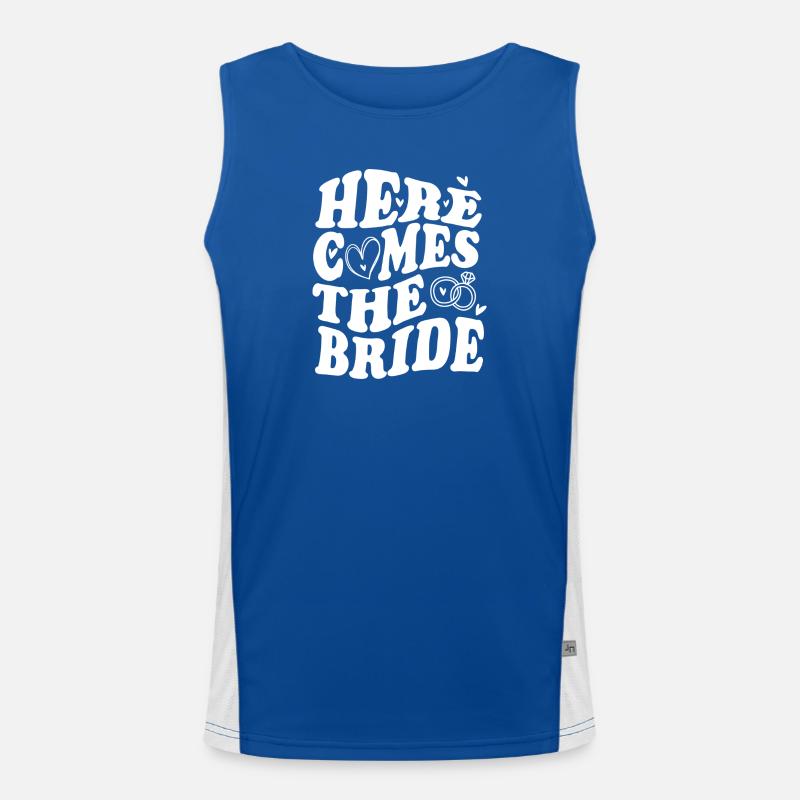 Here Comes the Bride – Hochzeit Statement Funktionelles Kontrast-Tank Top für Männer 