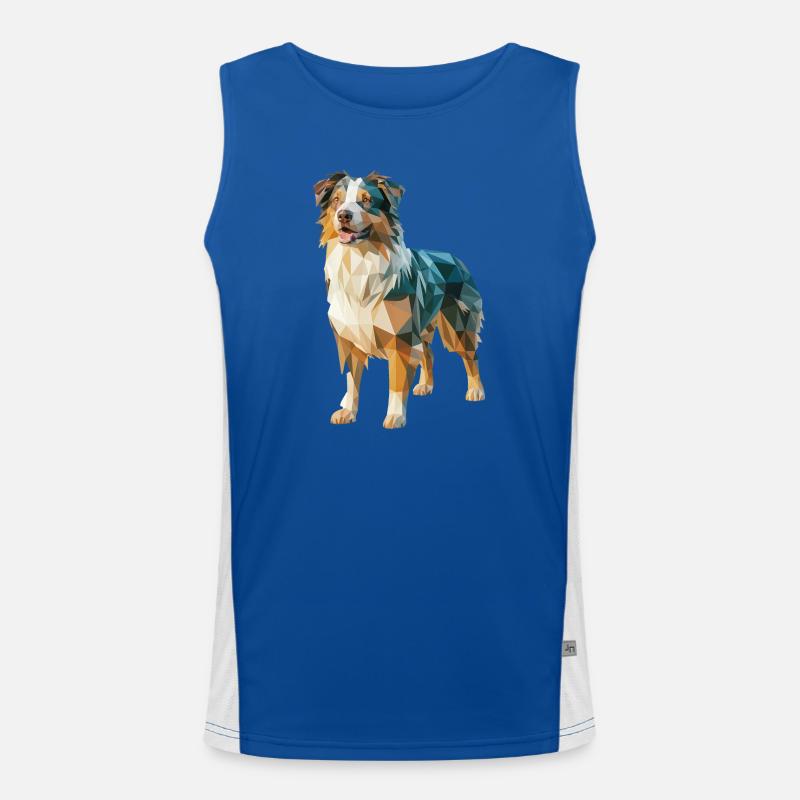 Australian Shepherd - Cooles Low Poly Logo Funktionelles Kontrast-Tank Top für Männer 