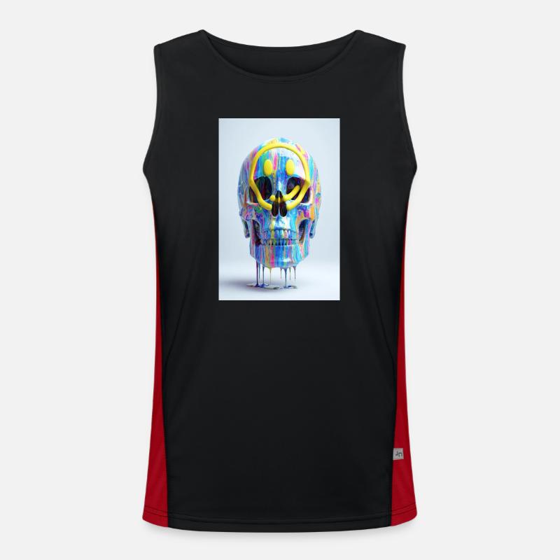 Psychedelic Skull with Smile Goggles - Men's Functional Contrast Tank Top  - black/red