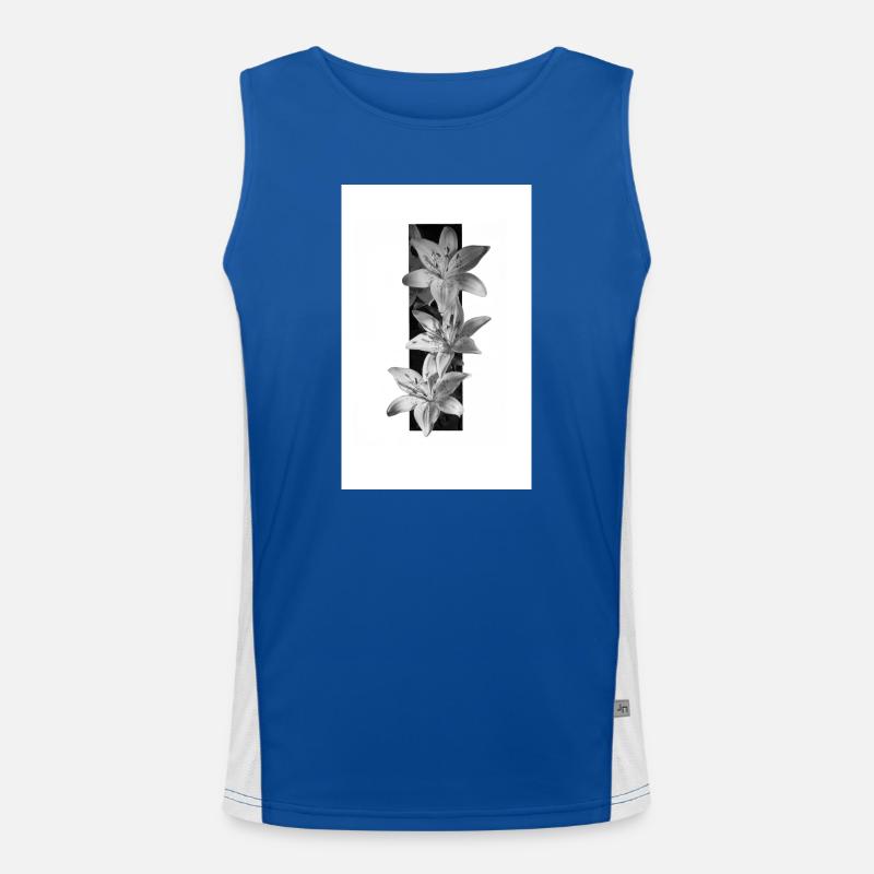 Black and white lilies in stripes Men's Functional Contrast Tank Top 