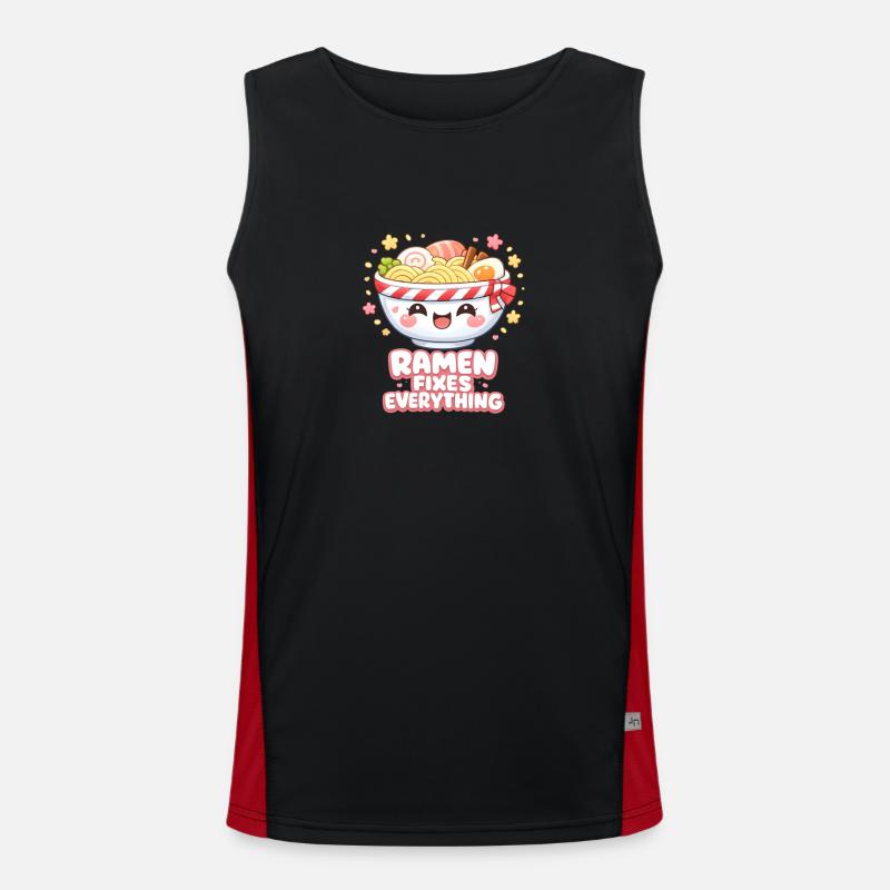Ramen fixes everything - Men's Functional Contrast Tank Top  - black/red