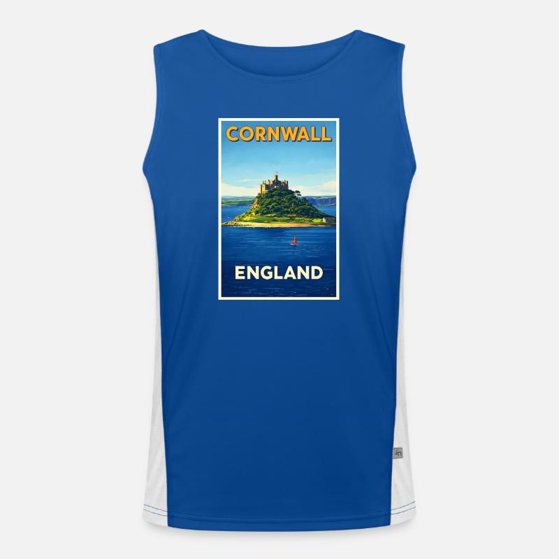 Cornwall England – Retro Reiseposter Funktionelles Kontrast-Tank Top für Männer 