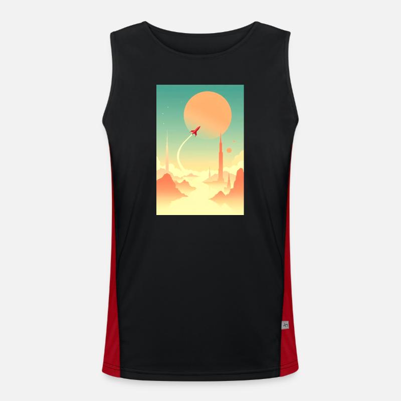 First Journeys Beyond Distant Horizons - Men's Functional Contrast Tank Top - black/red