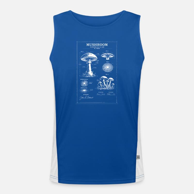 Mushroom Blueprint Botanical Art Men's Functional Contrast Tank Top 