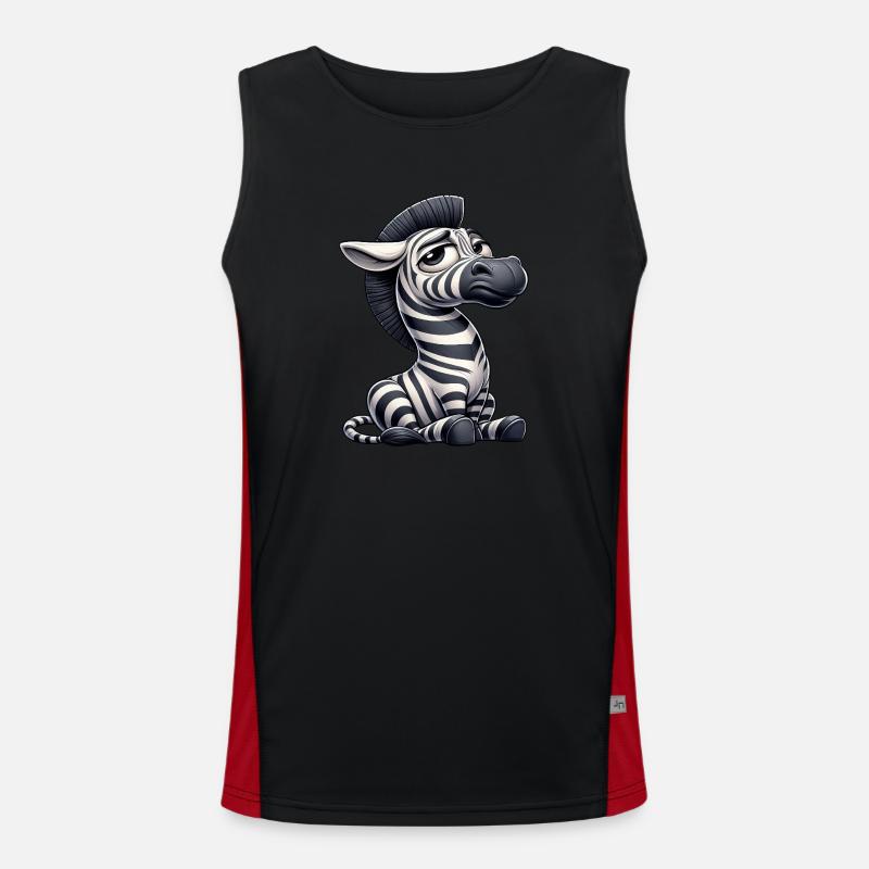 Lustiges Zebra Comic Stier Skeptischer Blick Funktionelles Kontrast-Tank Top für Männer 